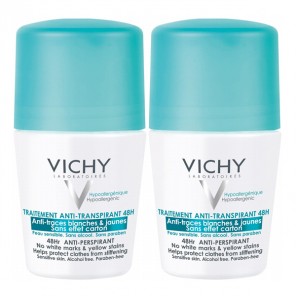 Vichy Déodorant Anti-Transpirant Anti-Traces Bille 48H Lot de 2 x 50 ml