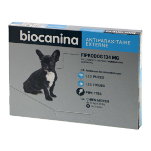 Biocanina fiprodog 134mg antiparasitaire chien moyen +2 mois