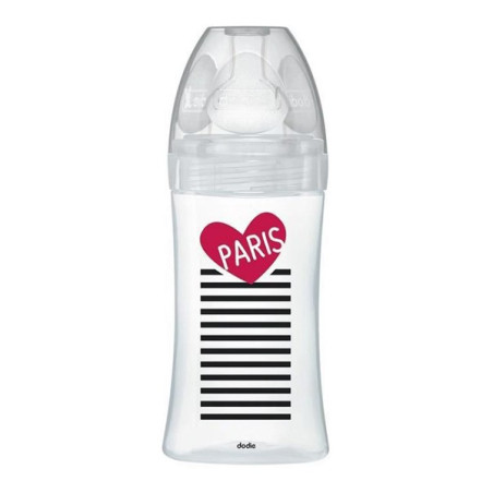 Dodie sensation+ biberon tétine plate débit 2verre 0-6mois paris 270ml