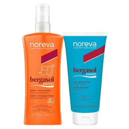 Noreva Coffret Bergasol Expert Spray SPF50+ 125ml + Lait après-soleil visage et Corps 100ml