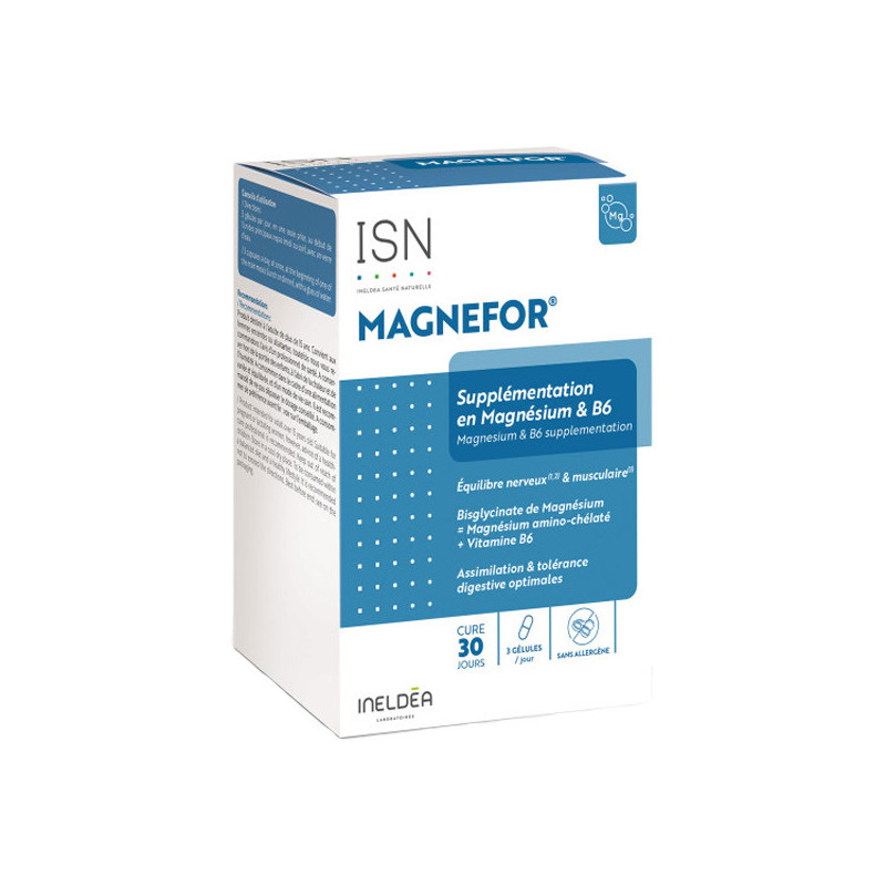 Ineldéa Santé Naturelle Magnefor Supplémentation en magnésium et B6 90 gélules